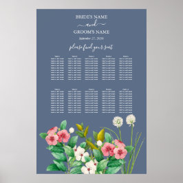 Sittdiagram för Wildblommor Periwinkle Blue Bröllo Poster