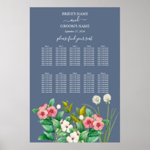 Sittdiagram för Wildblommor Periwinkle Blue Bröllo Poster