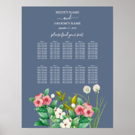 Sittdiagram för Wildblommor Periwinkle Blue Bröllo Poster