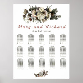 Sittdiagram för Winter Conifer Blommigt Peony Bröl Poster