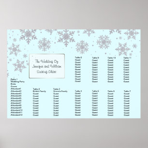 Sittdiagram för Winter Snöflingor Bröllop Poster