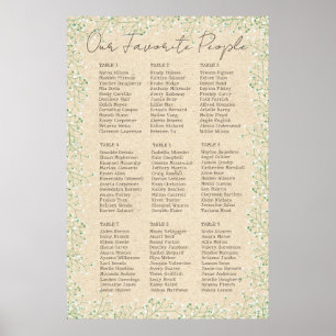 Sittdiagram för zypsophila Blommigt Rustic Bröllop Poster