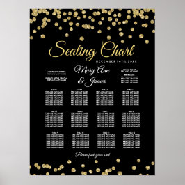 Sittdiagram Guld Faux Glitter confetti Black Poster