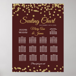 Sittdiagram Guld Faux Glitter Confetti Marsala Poster