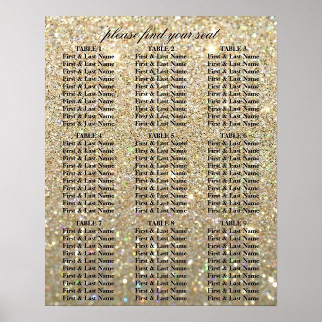 Sittdiagram - Guld Glit Fab Poster (Framsidan)