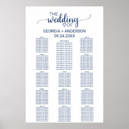 Sittdiagram över beläget Bord i marint blå kalligr Poster