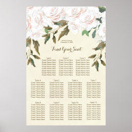 sittdiagram över elfenbensrosa i  blommigten bröll poster