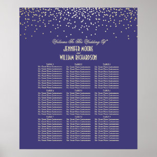 Sittdiagram över guld-konfetti-punkter vid marinbå poster