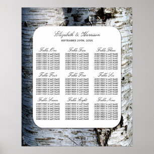 Sittdiagram över land Rustic Birch Träd Bröllop Poster