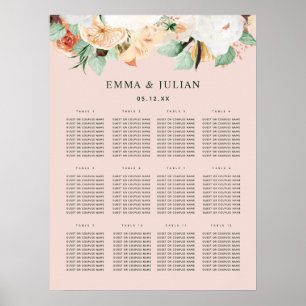 Sittdiagram över säten i Boho Rosa Bröllop Poster