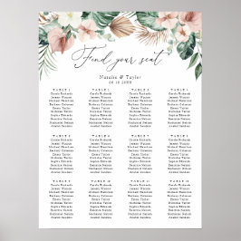  sittdiagram över Tropical Handflatan Blommigt Brö Poster