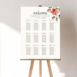 Sittdiagram över vattenfärgen Ro-blomman Bröllop Poster