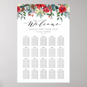 Sittdiagram över vinterblommor i Garland Bröllop Poster