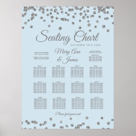 Sittdiagram Silver Glitter konfetti isblått Poster