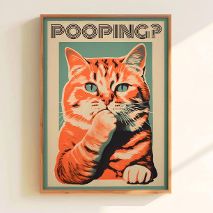 Sitter du på toalettryck Blå Badrumsväggkonst Toal Poster