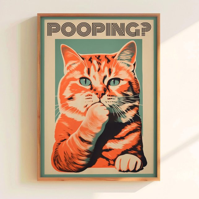 Sitter du på toalettryck Blå Badrumsväggkonst Toal Poster (Skapare uppladdad)