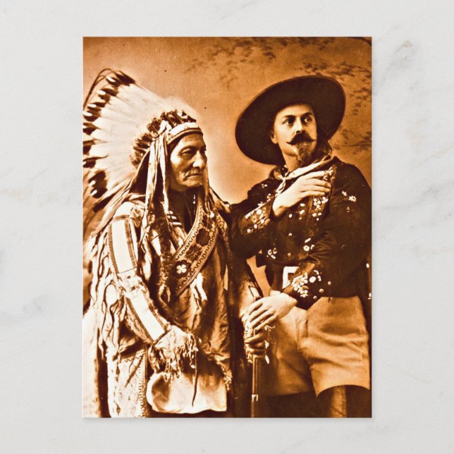 Sitting Bull Buffalo Bill Wild West Show 1885  Vykort (Framsida)