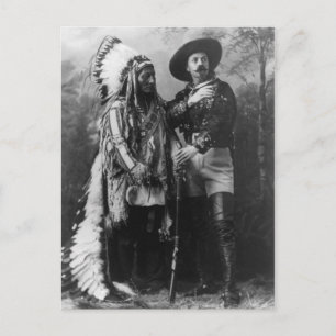 Sitting Bull och Buffalo Bill Porträtt från 1885 Vykort