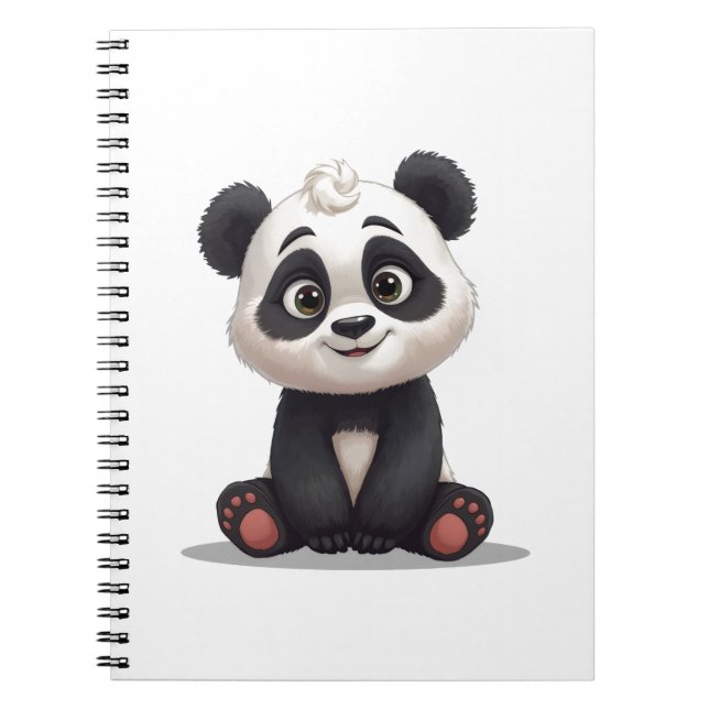 Sitting Panda Bear Cartoon Illustration Artwork Anteckningsbok (Framsidan)