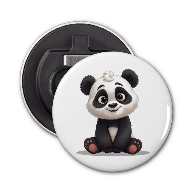 Sitting Panda Bear Cartoon Illustration Artwork Flasköppnare (Framsidan)