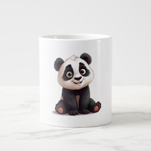 Sitting Panda Bear Cartoon Illustration Artwork Jumbo Mugg (Framsidan)