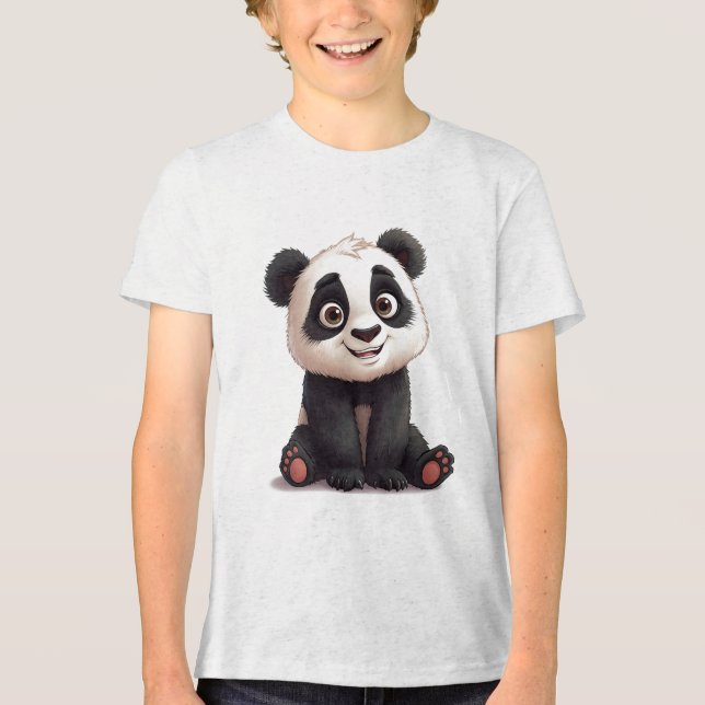 Sitting Panda Bear Cartoon Illustration Artwork T Shirt (Framsida)