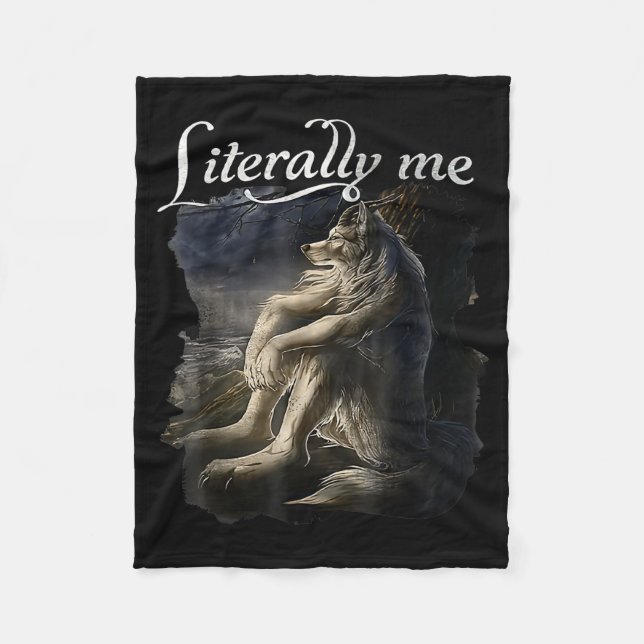 Sitting Wolf Literally Me Wolf Funny Dank Meme  Fleecefilt (Framsidan)