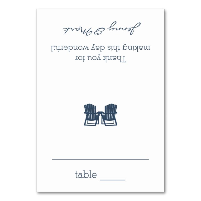 Sittkort för Adirondack-stolar Bordsnummer (Framsidan)