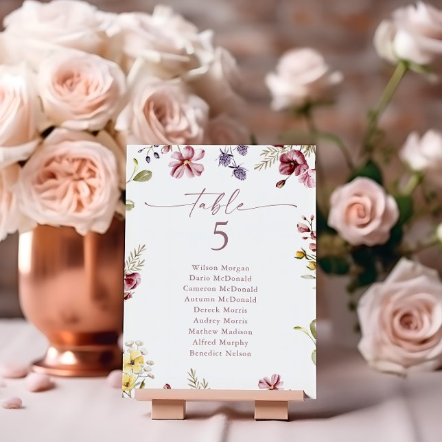 Sittkort för Bordsnummer av vilda blommor (Skapare uppladdad)