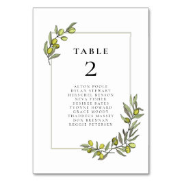 Sittkort för Olive grenar ram bröllop Bordsnummer