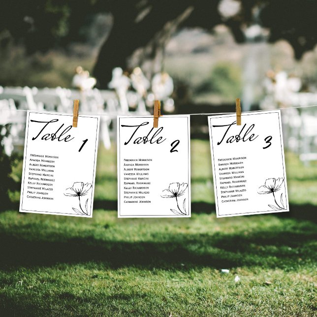 Sittkort för Svartvitt Elegant bröllop Bord Inbjudningar (Skapare uppladdad)