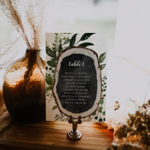 Sittkort för träsegment Boho Botanical Bord Bordsnummer