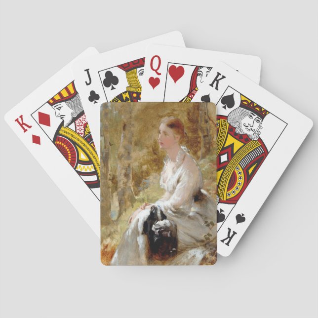 Sittmöss i en vit säng (Elegant Beauty) Casinokort (Baksidan)