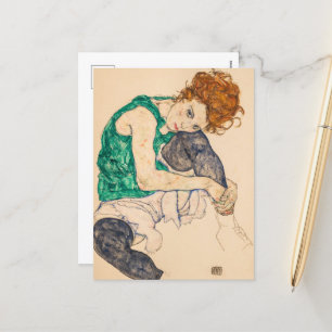 Sittmöss med Bent Knee av Egon Schiele Helg Vykort