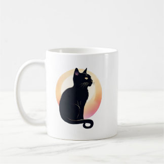 Sittng black cat kaffemugg