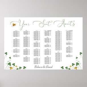 Sittplan för Shamrock Calligraphy Irish Bröllop Poster