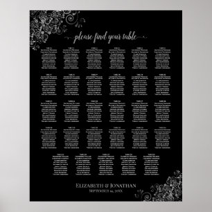 Sittplatsdiagram för silver frills svart 29 Bord B Poster
