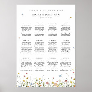 Sittplatsdiagram för vår Wildblomsterträdgårdsbröl Poster