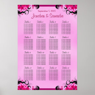 Sittplatser för lätt fuschia 16 Bröllop Bord Poster