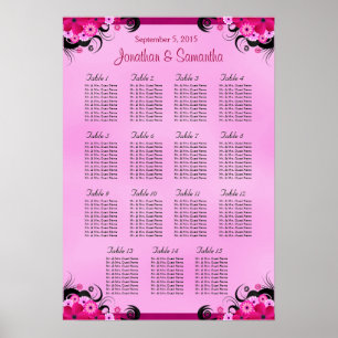 Sittplatser för lätt fuschia Bröllop 15 Bord Poster