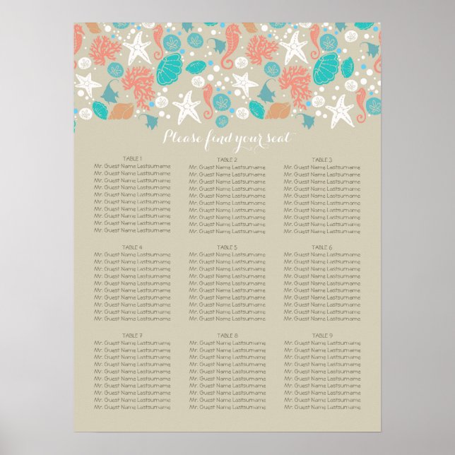 Sittplatserna för Beach Nautical Coastal Sea Bröll Poster (Framsidan)