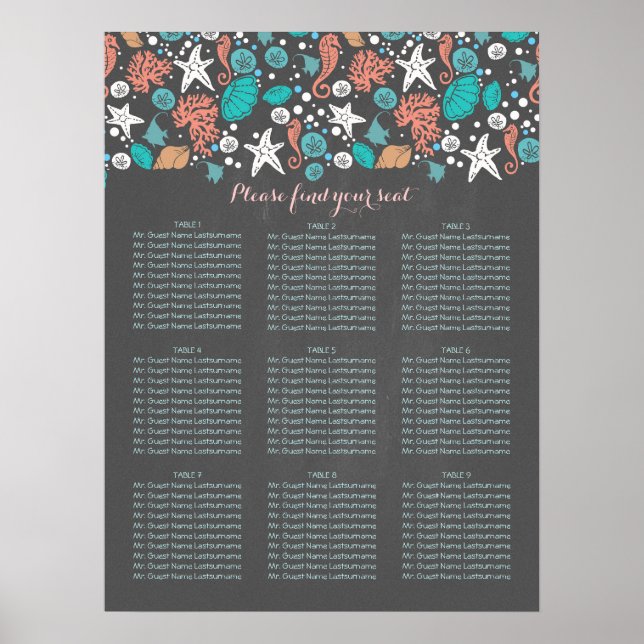 Sittplatserna för Beach Nautical Coastal Sea Bröll Poster (Framsidan)