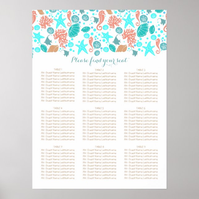 Sittplatserna för Beach Nautical Coastal Sea Bröll Poster (Framsidan)