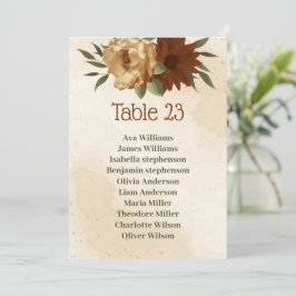 Sittplatskort för blommigt av rustiska terracotta inbjudningar