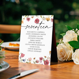 Sittplatskort för blommigt | Bord Seventeen Inbjudningar