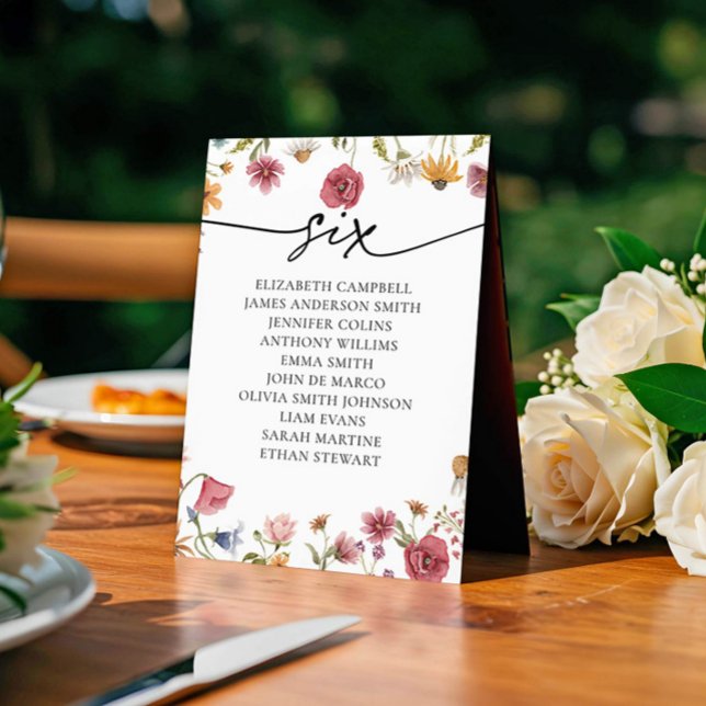 Sittplatskort för blommigt | Bord sex Inbjudningar (Skapare uppladdad)
