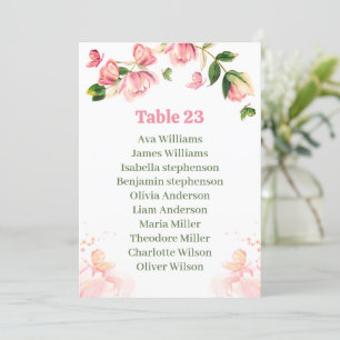 Sittplatskort för blommor, fjärilar inbjudningar