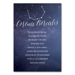 Sittplatskort för Galaxy Bröllop Corona Borealis Bordsnummer