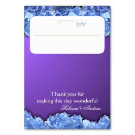 Sittplatskort för lavender och blå Hydrangeas Bordsnummer