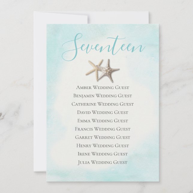 Sittplatskort för Starfish Bord 17 (Framsida)